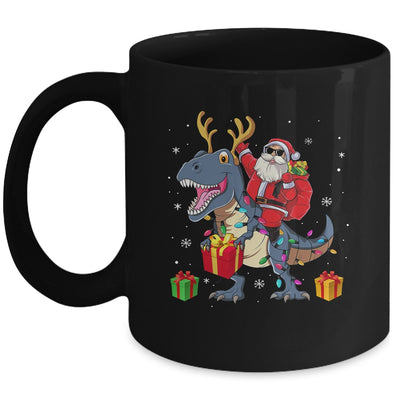 Santa Riding Dinosaur T Rex Deer Christmas Boys Mug | siriusteestore
