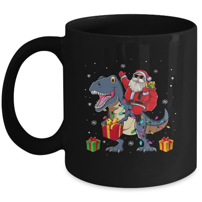 Santa Riding Dinosaur T Rex Deer Christmas For Boys Mug | siriusteestore