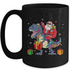 Santa Riding Dinosaur T Rex Deer Christmas For Boys Mug | siriusteestore