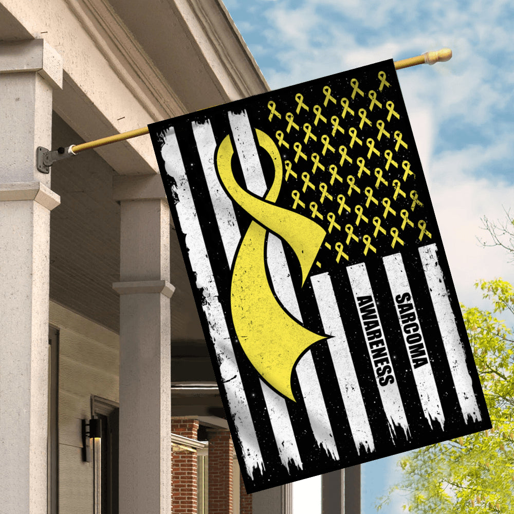 Sarcoma Awareness America Flag Yellow Ribbon | siriusteestore
