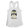 Sarcoma Awareness Messy Bun Warrior Believe Yellow Ribbon Shirt & Tank Top | siriusteestore