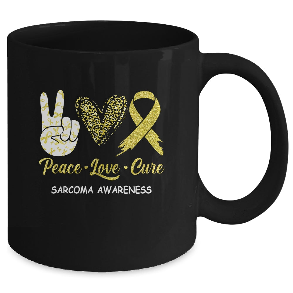 Sarcoma Awareness Peace Love Cure Leopard Mug | siriusteestore