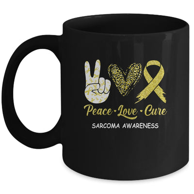 Sarcoma Awareness Peace Love Cure Leopard Mug | siriusteestore