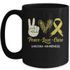 Sarcoma Awareness Peace Love Cure Leopard Mug | siriusteestore