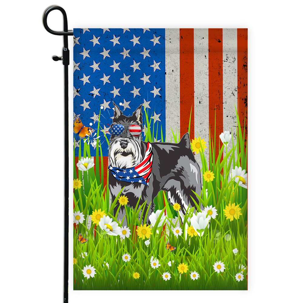 Schnauzer American USA Flag 4th of July Dog Lover On Independence Day | siriusteestore