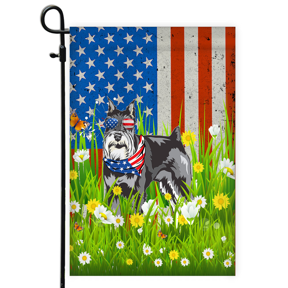 Schnauzer American USA Flag 4th of July Dog Lover On Independence Day | siriusteestore