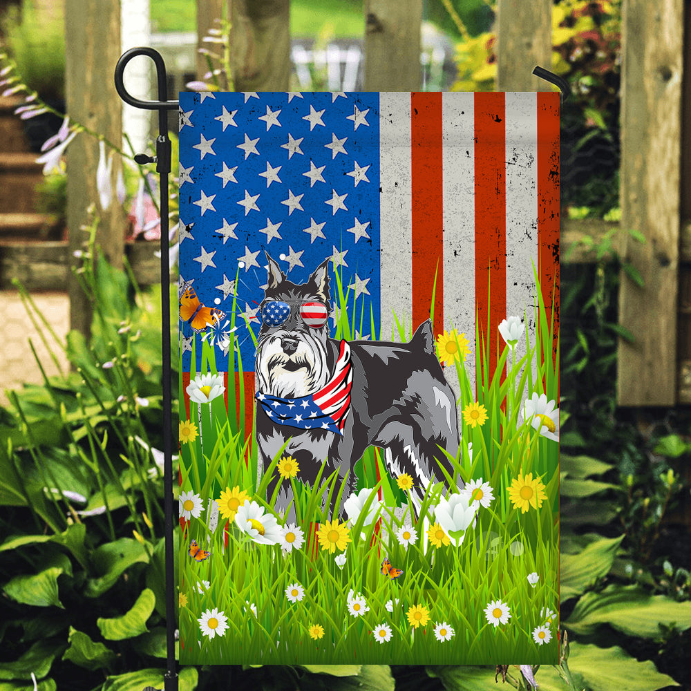 Schnauzer American USA Flag 4th of July Dog Lover On Independence Day | siriusteestore