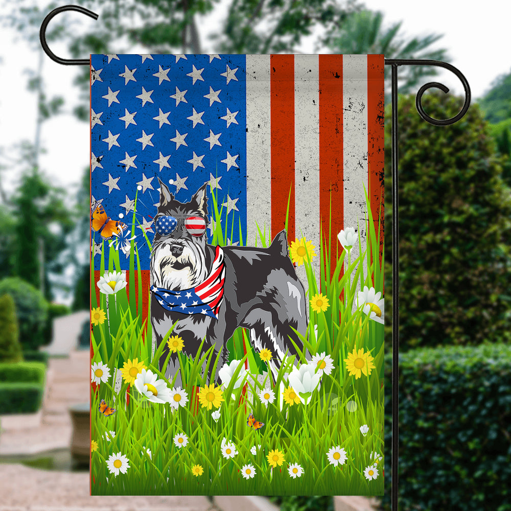 Schnauzer American USA Flag 4th of July Dog Lover On Independence Day | siriusteestore