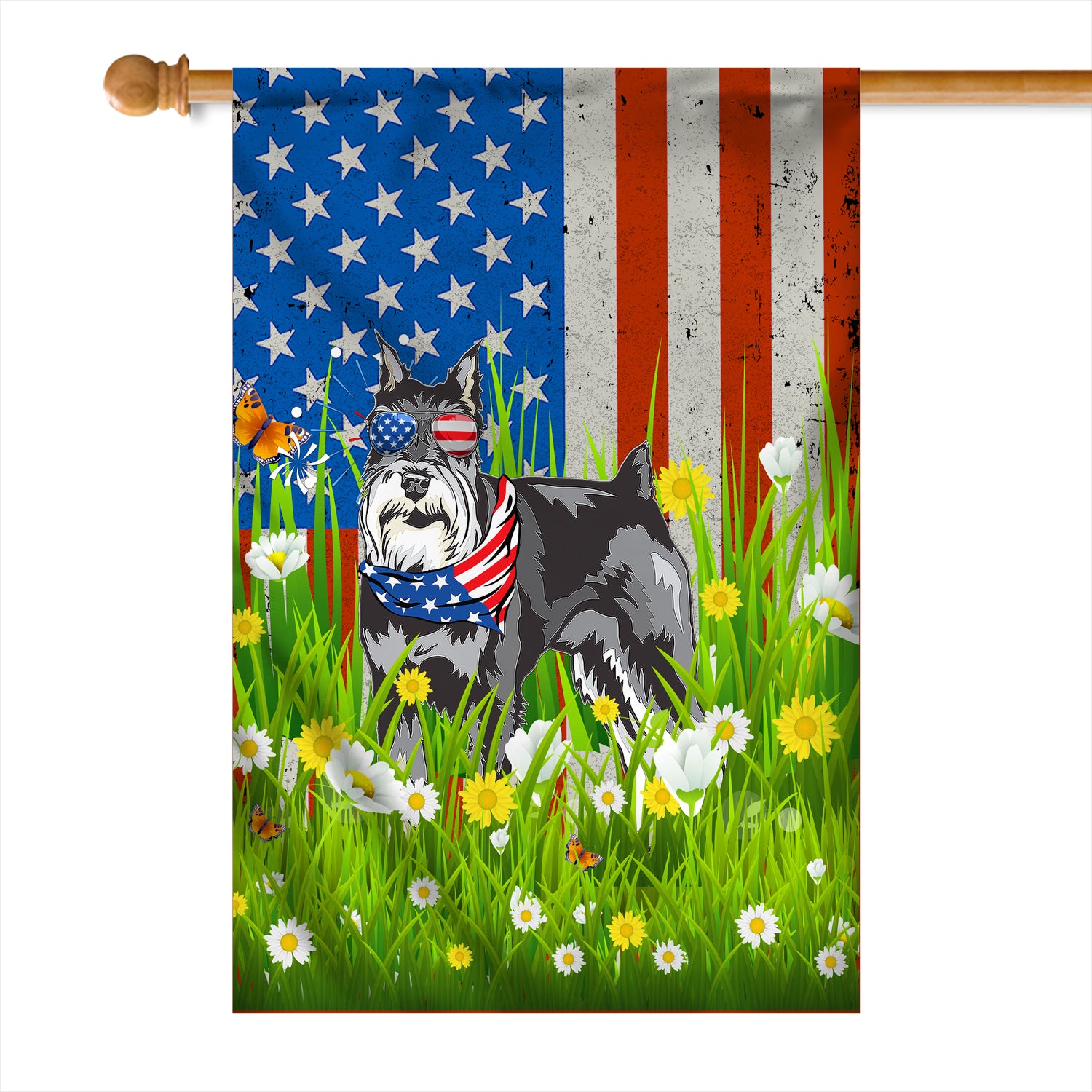 Schnauzer American USA Flag 4th of July Dog Lover On Independence Day | siriusteestore