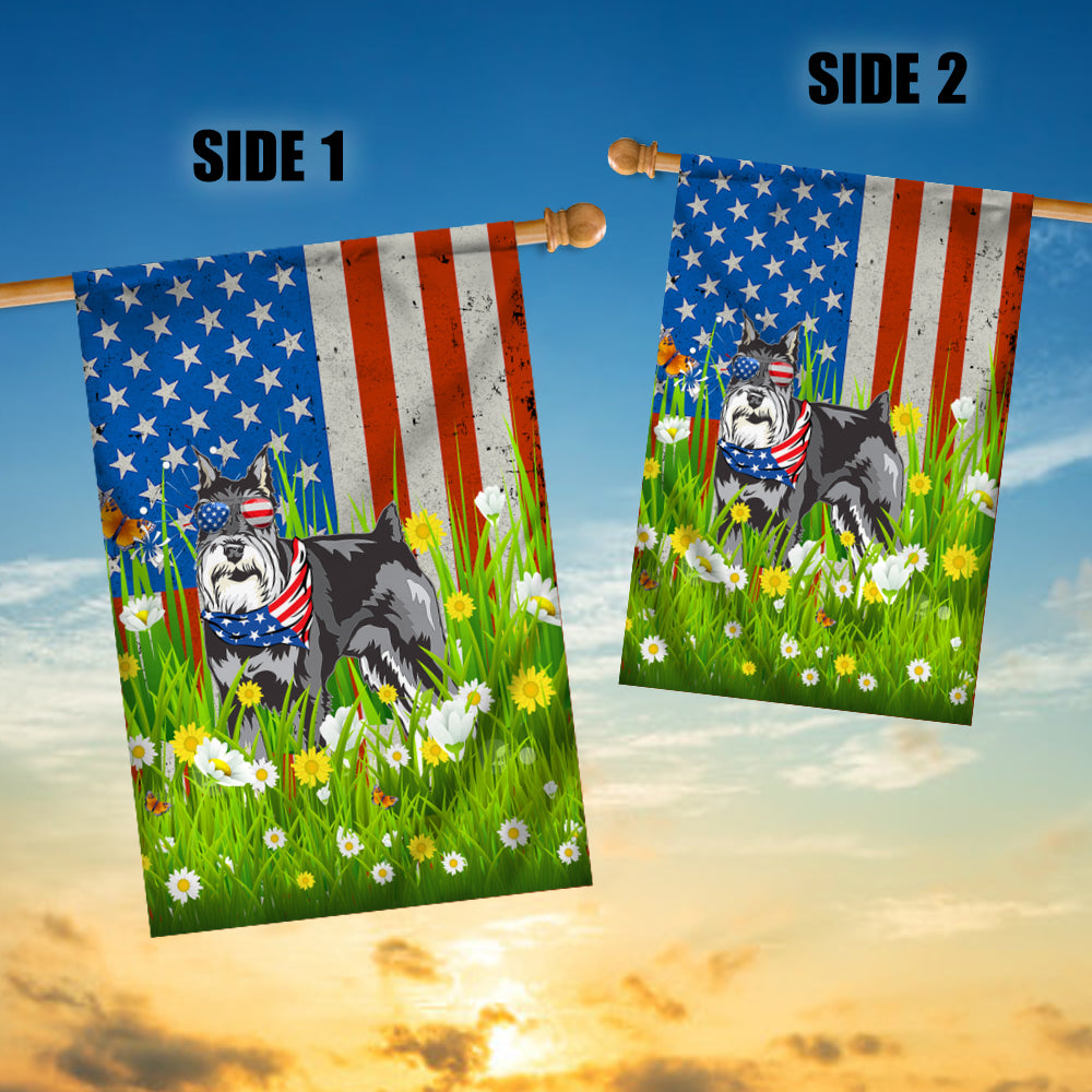 Schnauzer American USA Flag 4th of July Dog Lover On Independence Day | siriusteestore