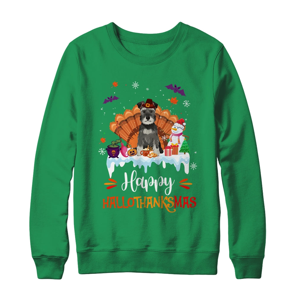 Schnauzer HalloThanksMas Halloween Thanksgiving Christmas Shirt & Sweatshirt | siriusteestore