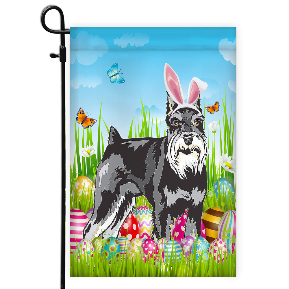 Schnauzer Happy Easter Day Holiday Flag Funny Dog Dog Wear Bunny Ears Headband Cute for Home Decor | siriusteestore