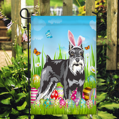 Schnauzer Happy Easter Day Holiday Flag Funny Dog Dog Wear Bunny Ears Headband Cute for Home Decor | siriusteestore