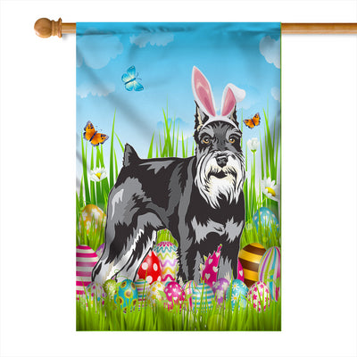 Schnauzer Happy Easter Day Holiday Flag Funny Dog Dog Wear Bunny Ears Headband Cute for Home Decor | siriusteestore