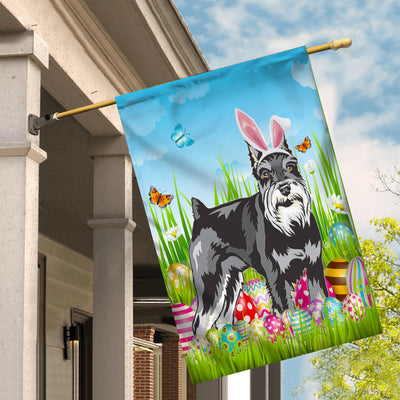 Schnauzer Happy Easter Day Holiday Flag Funny Dog Dog Wear Bunny Ears Headband Cute for Home Decor | siriusteestore
