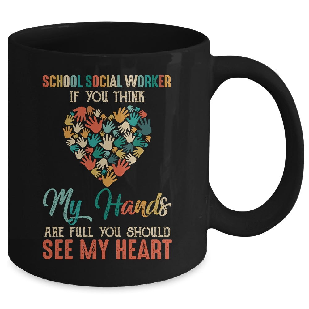 School Social Worker Appreciation Retro Sunset Teacher Women Mug | siriusteestore