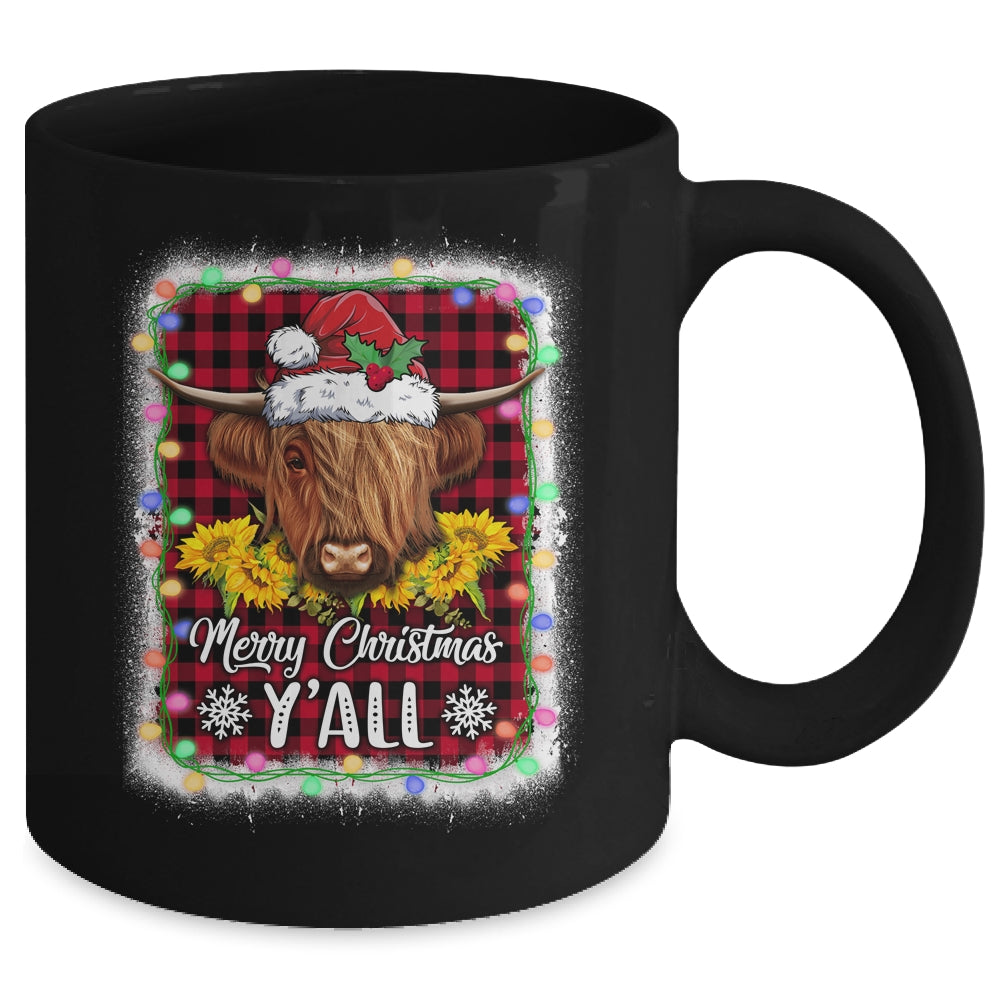 Scottish Hairy Cow Mom Heifer Merry Christmas Yall Xmas Mug | siriusteestore