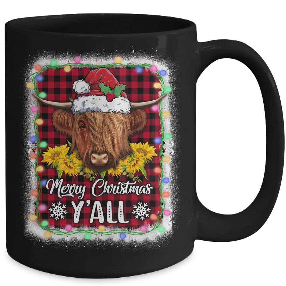 Scottish Hairy Cow Mom Heifer Merry Christmas Yall Xmas Mug | siriusteestore