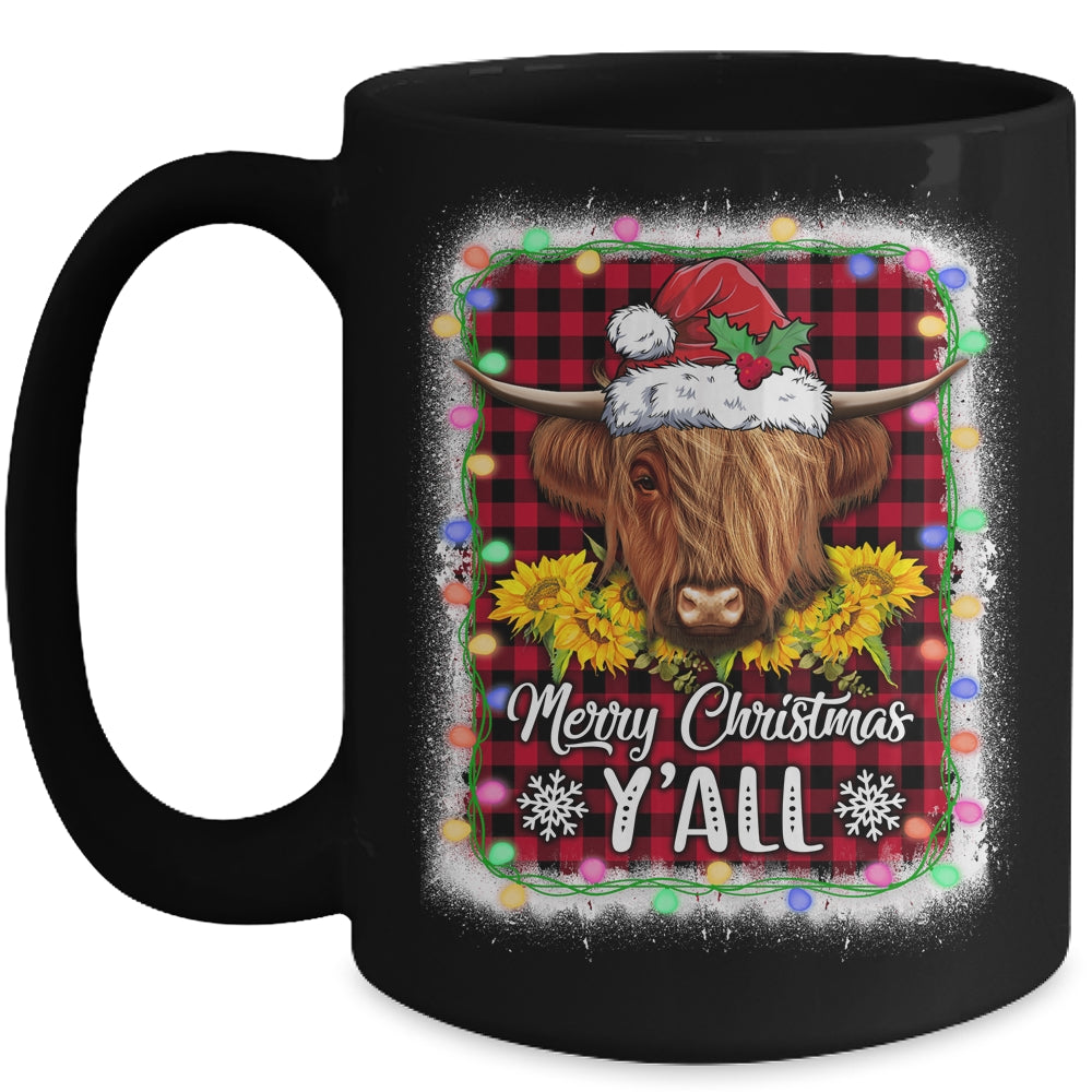 Scottish Hairy Cow Mom Heifer Merry Christmas Yall Xmas Mug | siriusteestore