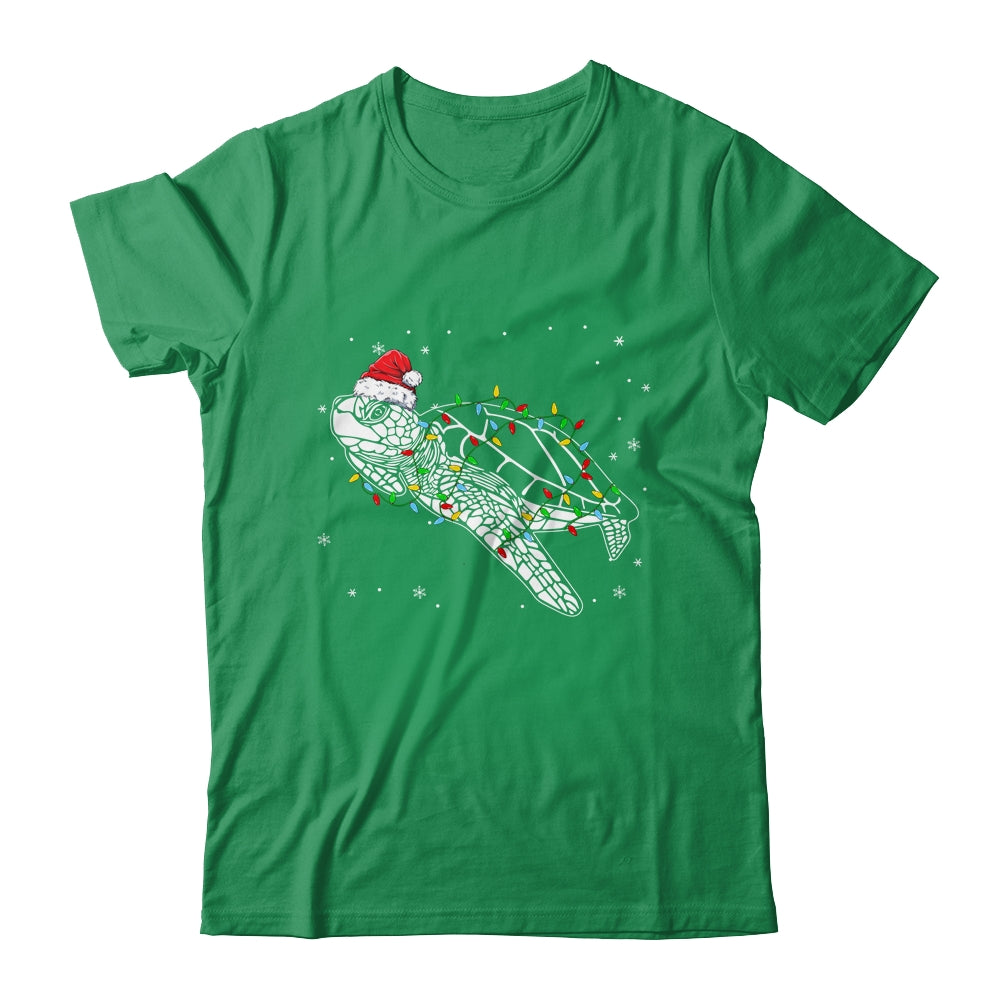 Sea Turtle Christmas Lights Funny Santa Hat Merry Christmas Shirt & Sweatshirt | siriusteestore