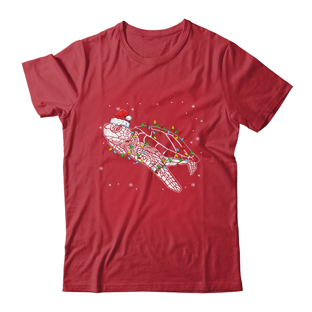 Sea Turtle Christmas Lights Funny Santa Hat Merry Christmas Shirt & Sweatshirt | siriusteestore