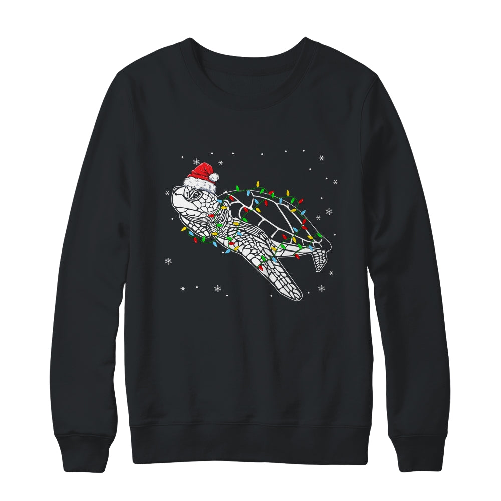 Sea Turtle Christmas Lights Funny Santa Hat Merry Christmas Shirt & Sweatshirt | siriusteestore