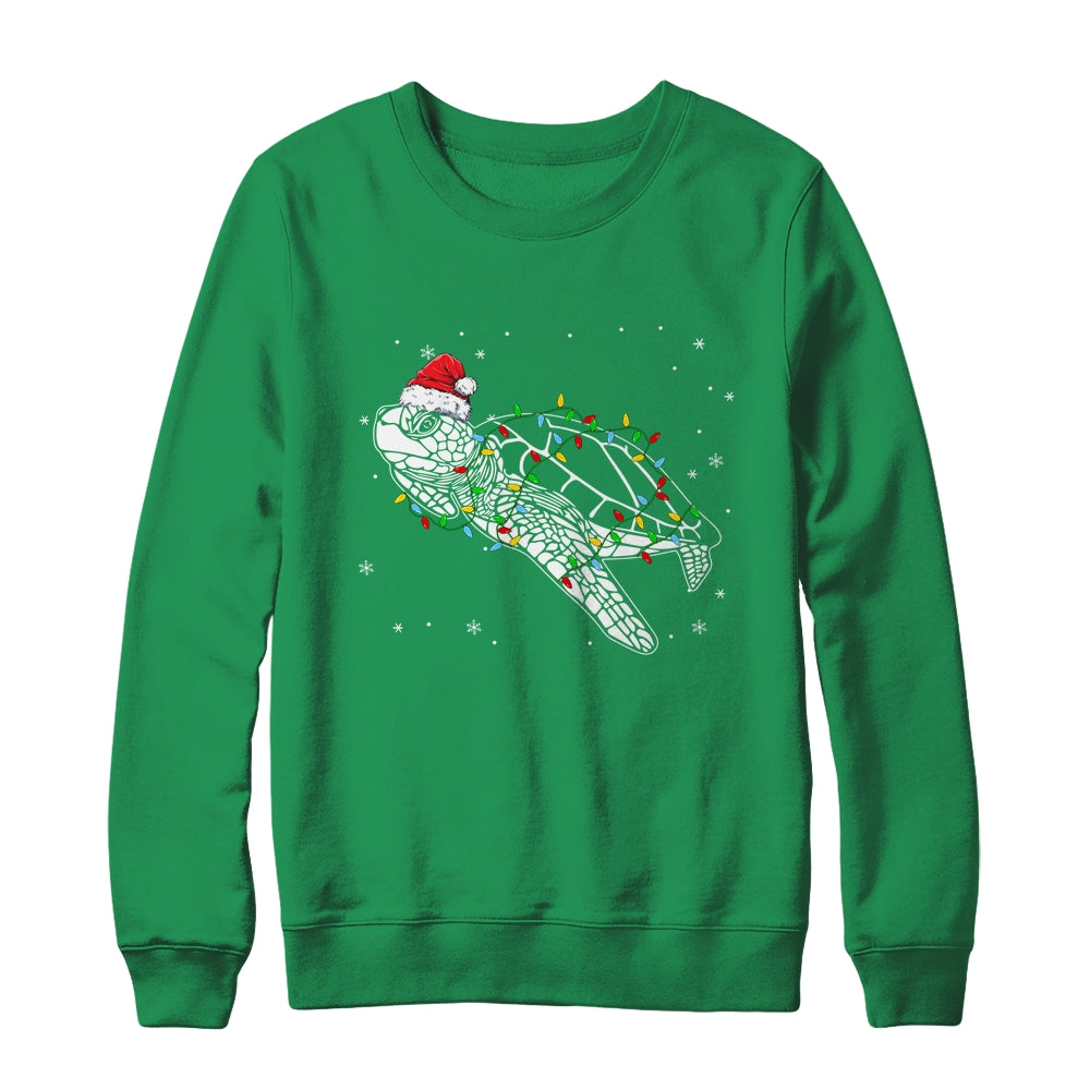 Sea Turtle Christmas Lights Funny Santa Hat Merry Christmas Shirt & Sweatshirt | siriusteestore