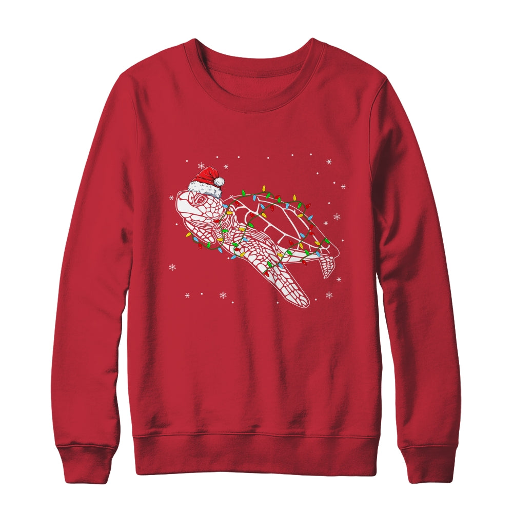 Sea Turtle Christmas Lights Funny Santa Hat Merry Christmas Shirt & Sweatshirt | siriusteestore