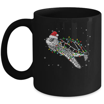 Sea Turtle Christmas Lights Funny Santa Hat Merry Christmas Mug | siriusteestore