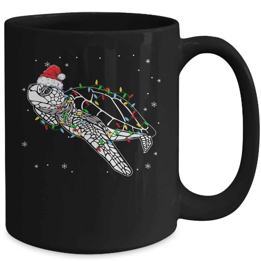 Sea Turtle Christmas Lights Funny Santa Hat Merry Christmas Mug | siriusteestore