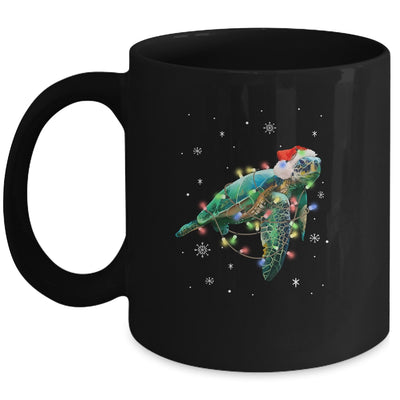 Sea Turtle Lights Funny Santa Hat Merry Christmas Mug | siriusteestore