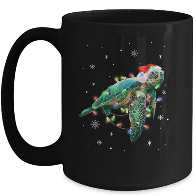 Sea Turtle Lights Funny Santa Hat Merry Christmas Mug | siriusteestore