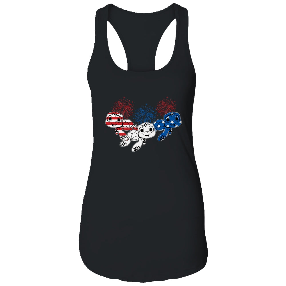Sea Turtles 4th Of July American USA Flag Patriotic Shirt & Tank Top | siriusteestore