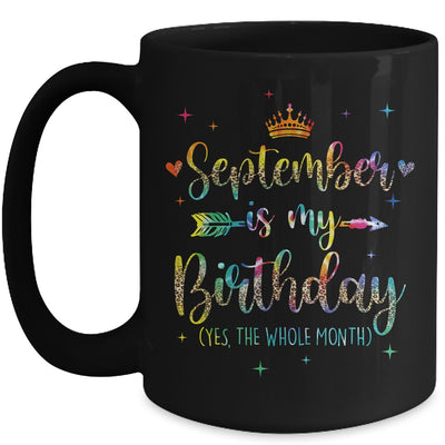 September Is My Birthday Yes The Whole Month Tie Dye Leopard Mug | siriusteestore