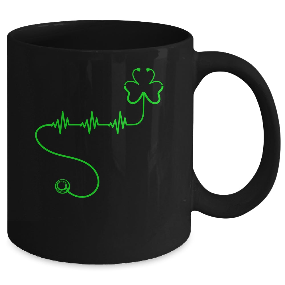 Shamrock Nurse Stethoscopes Heartbeat St Patrick Day Mug | siriusteestore