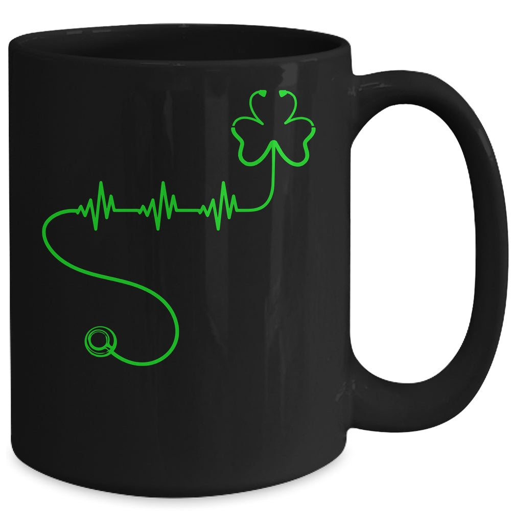Shamrock Nurse Stethoscopes Heartbeat St Patrick Day Mug | siriusteestore