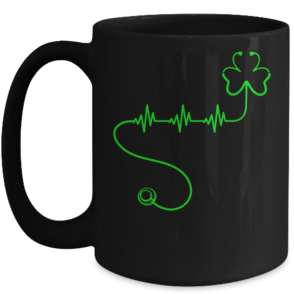 Shamrock Nurse Stethoscopes Heartbeat St Patrick Day Mug | siriusteestore
