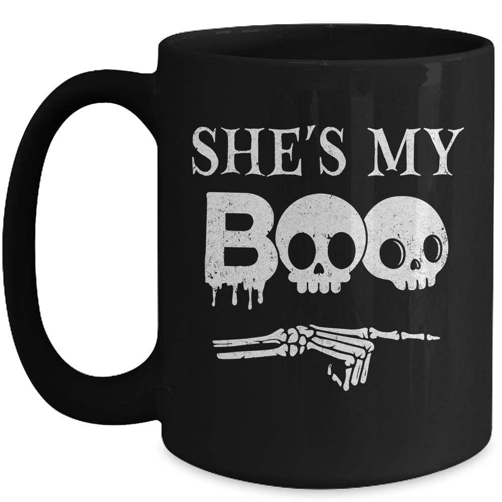 She's My Boo Skull Face Matching Halloween Couples Funny Mug | siriusteestore