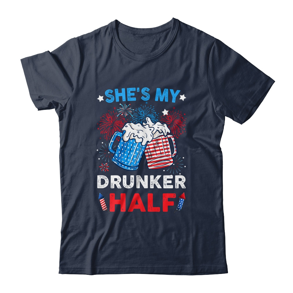 She's My Drunker Half Funny Beer Couple Matching 4th Of July Shirt & Hoodie | siriusteestore