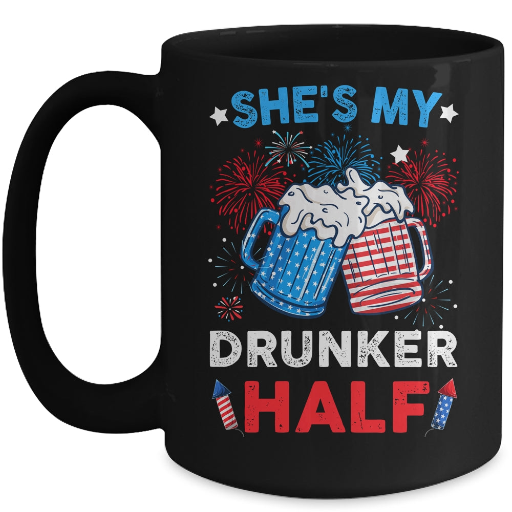 She's My Drunker Half Funny Beer Couple Matching 4th Of July Mug | siriusteestore