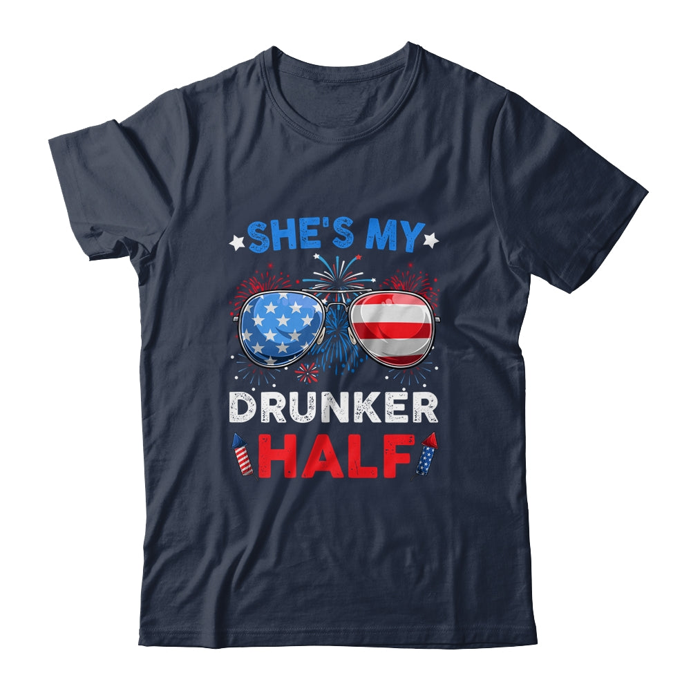 She's my Drunker Half 4th July Matching Couples Drinking Shirt & Hoodie | siriusteestore