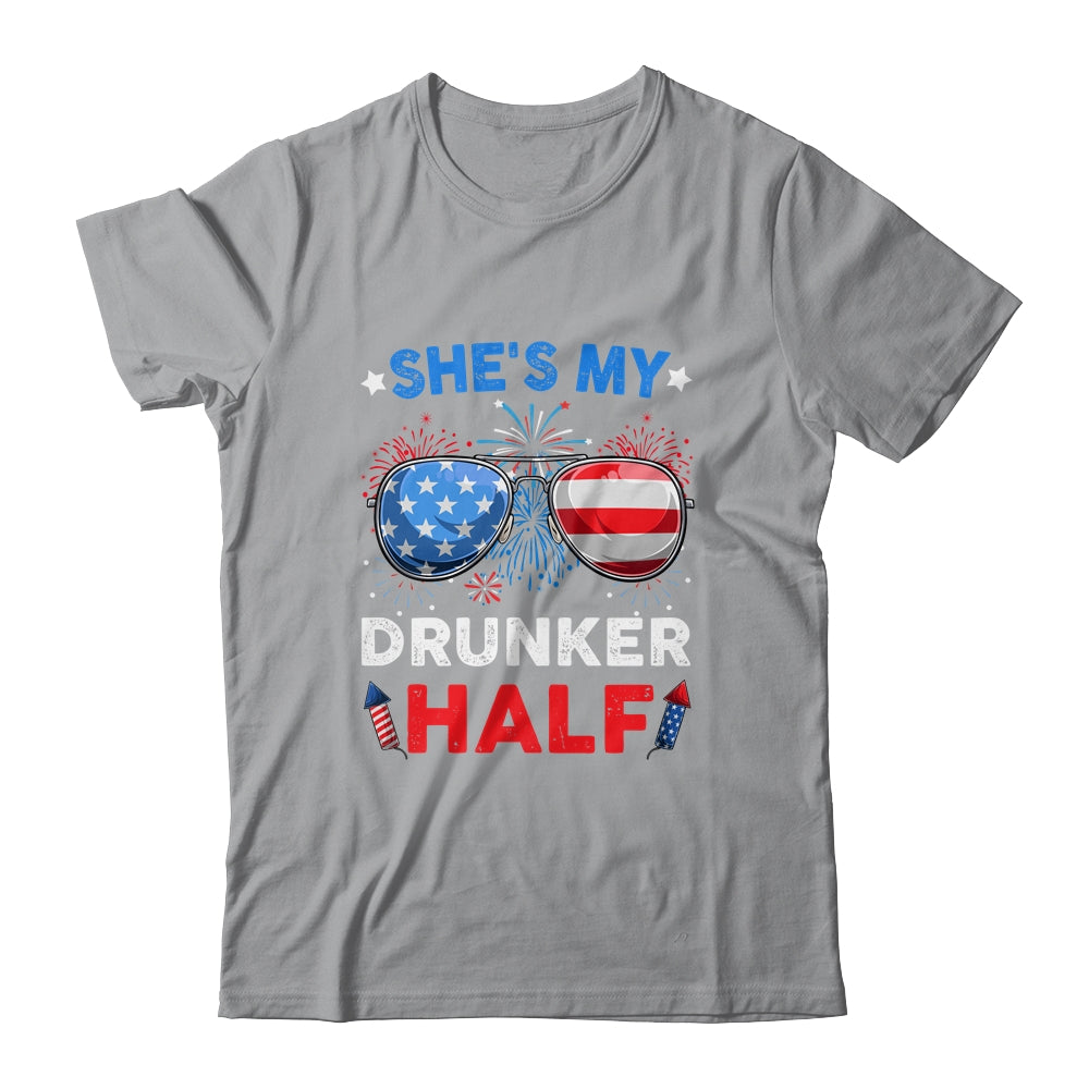 She's my Drunker Half 4th July Matching Couples Drinking Shirt & Hoodie | siriusteestore
