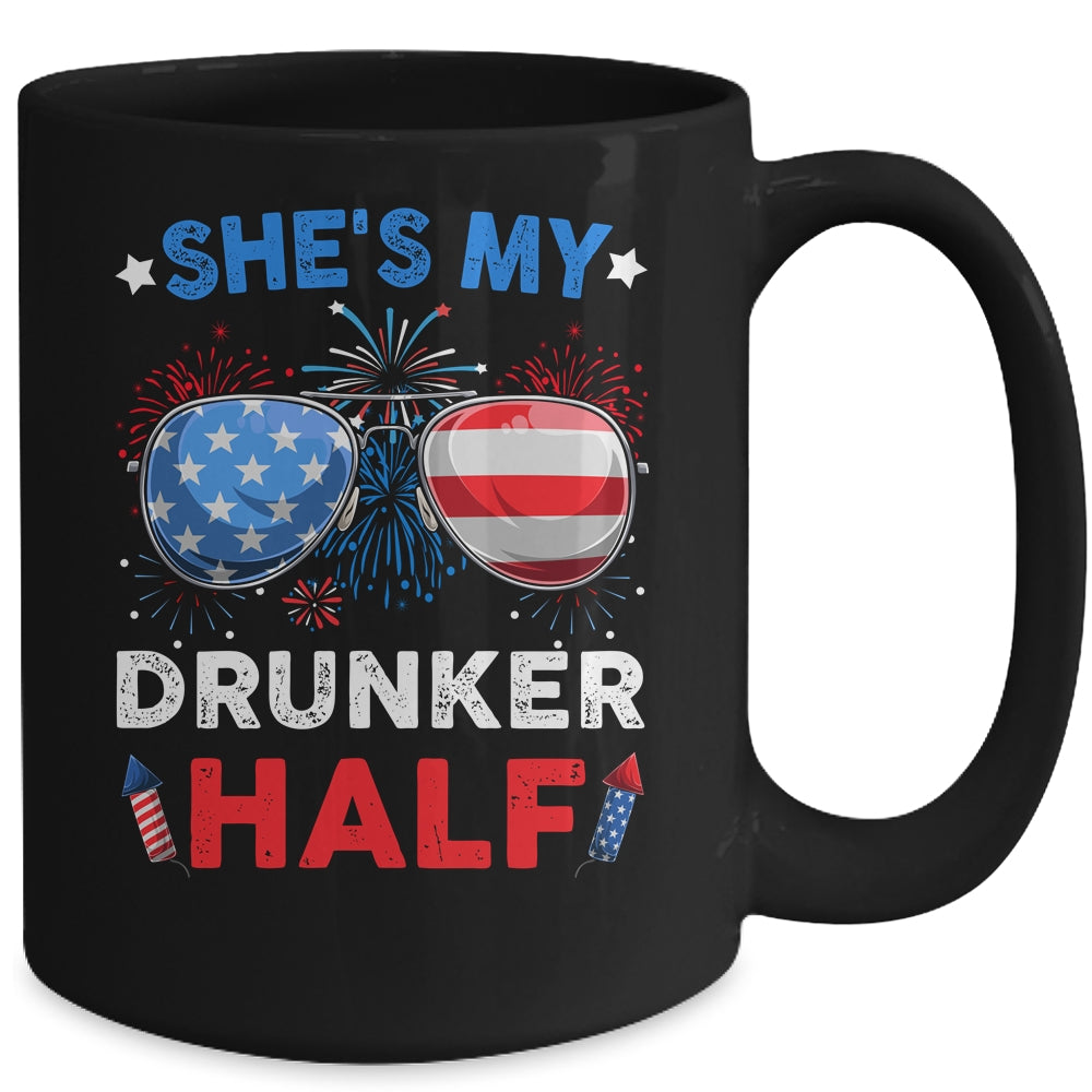She's my Drunker Half 4th July Matching Couples Drinking Mug | siriusteestore