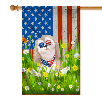 Shih Tzu American USA Flag 4th of July Dog Lover On Independence Day | siriusteestore