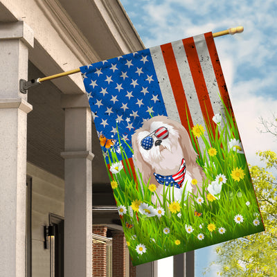 Shih Tzu American USA Flag 4th of July Dog Lover On Independence Day | siriusteestore