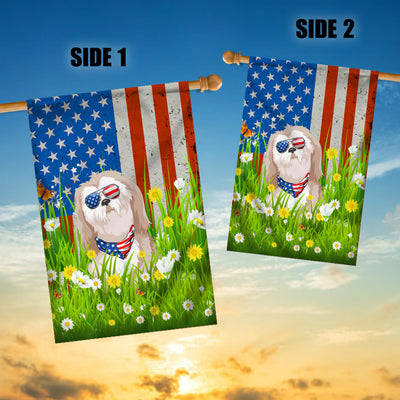 Shih Tzu American USA Flag 4th of July Dog Lover On Independence Day | siriusteestore