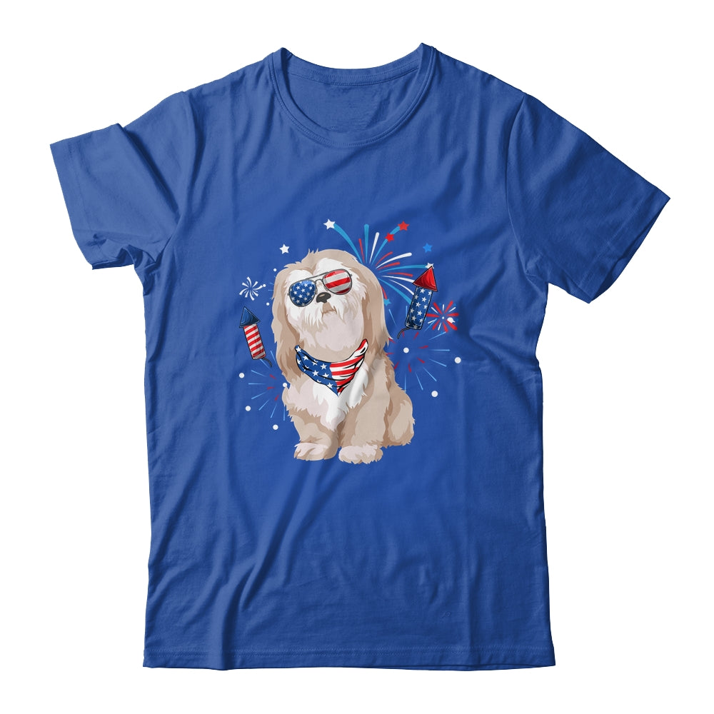 Shih Tzu Dog American USA Flag 4th of July Men women Lover Shirt & Tank Top | siriusteestore