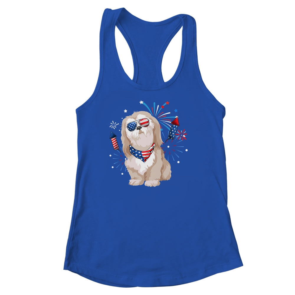 Shih Tzu Dog American USA Flag 4th of July Men women Lover Shirt & Tank Top | siriusteestore