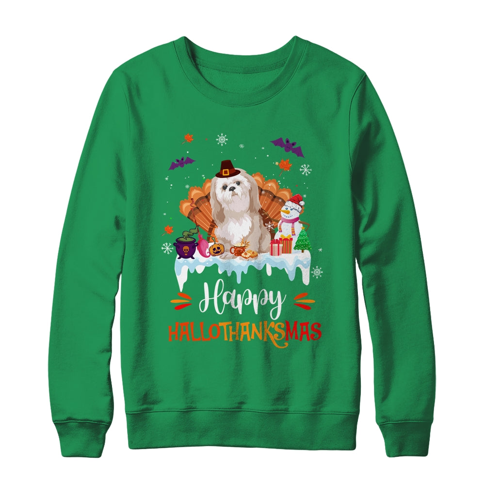Shih Tzu HalloThanksMas Halloween Thanksgiving Christmas Shirt & Sweatshirt | siriusteestore