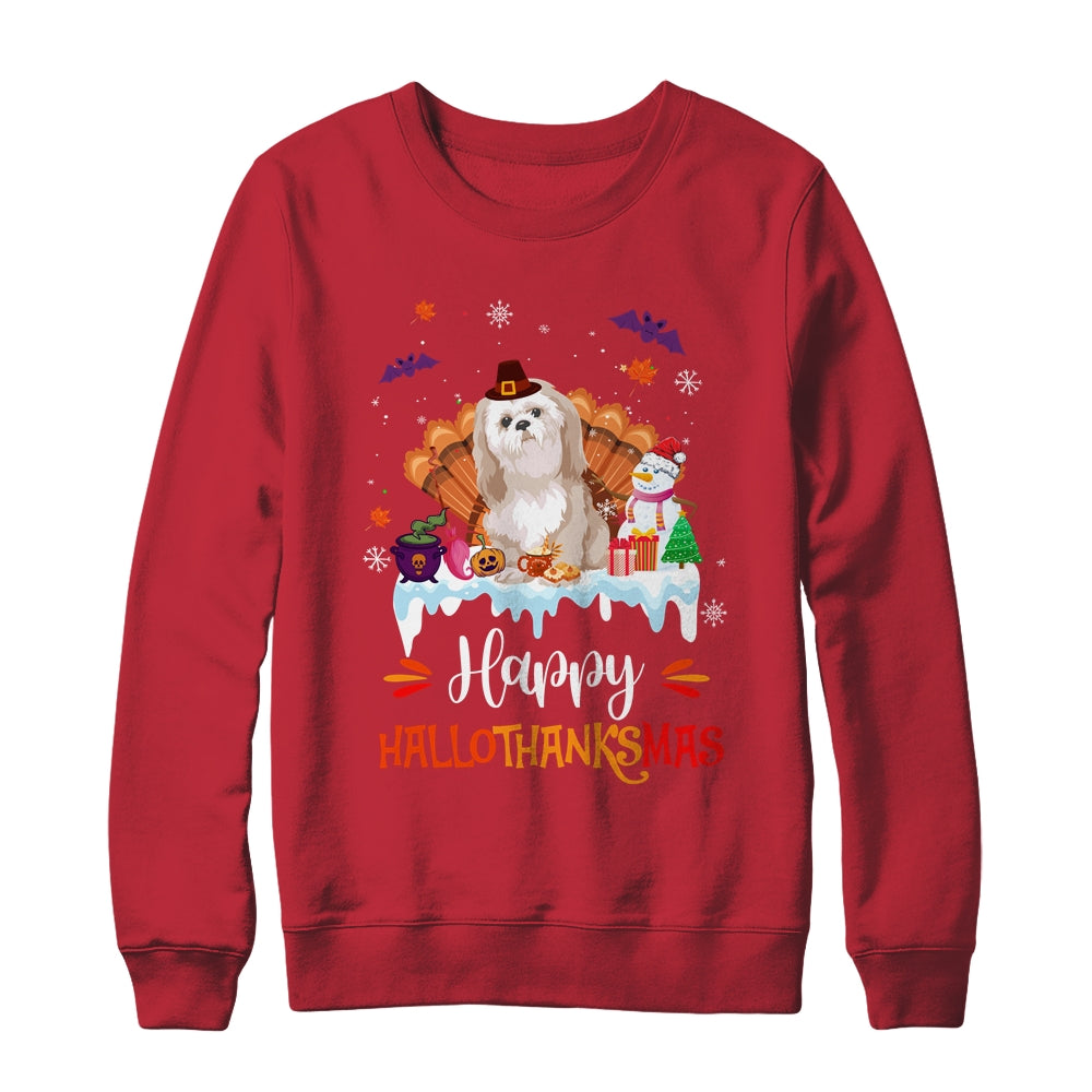 Shih Tzu HalloThanksMas Halloween Thanksgiving Christmas Shirt & Sweatshirt | siriusteestore